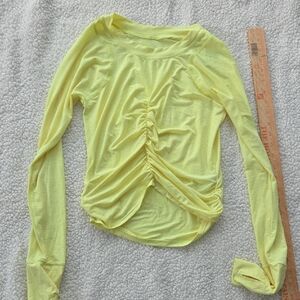 Free People Movement Yellow Long Sleeve Ruched Top Size Small